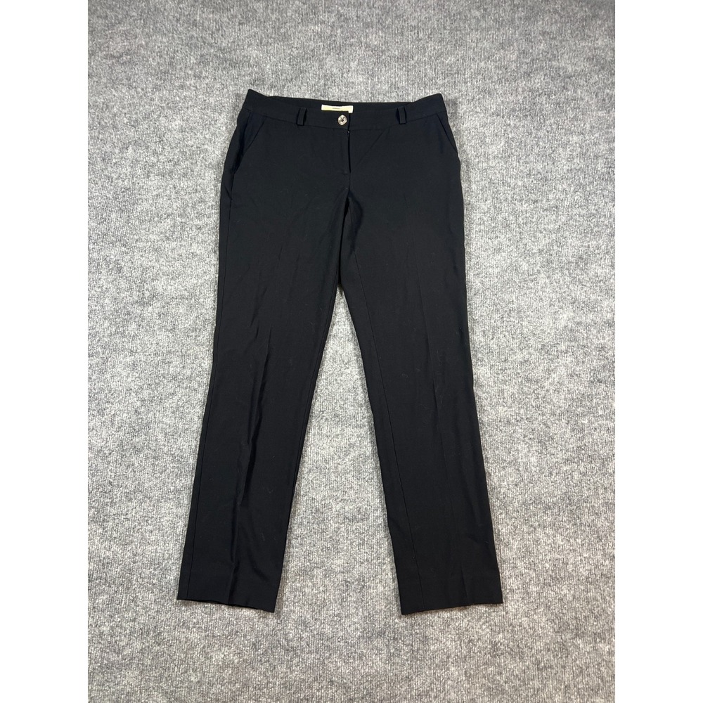 Michael Kors Dress Pants Women 4 Black Stretch Flat Front Mid Rise Skinny Formal